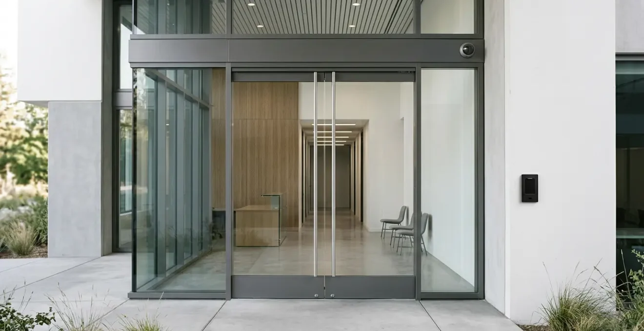 Système de sécurité moderne avec contrôle d'accès dans un environnement professionnel