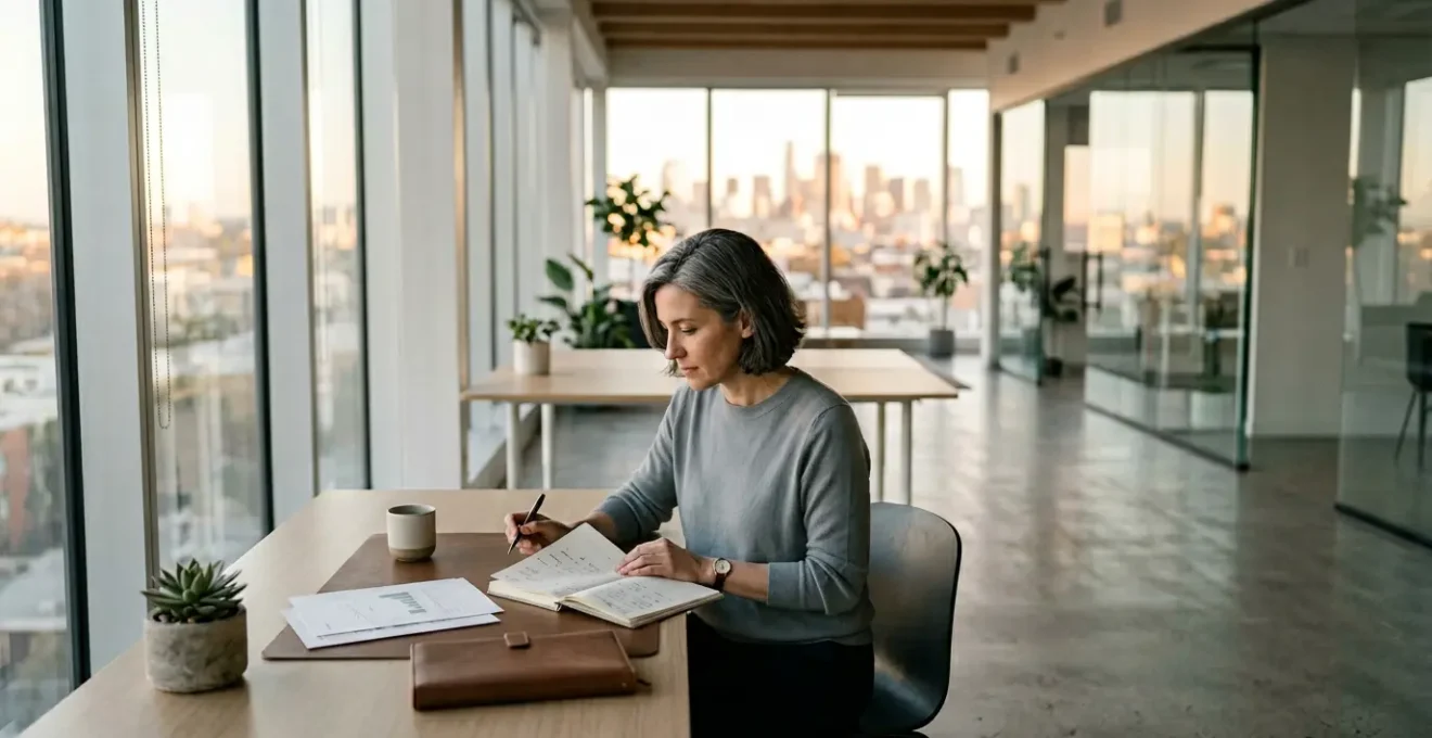 Dirigeant de TPE analysant des indicateurs de performance sur un tableau de bord stratégique pour piloter la pérennité de son entreprise