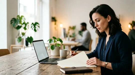 Entrepreneur en pleine réflexion stratégique sur les aides à la création d'entreprise