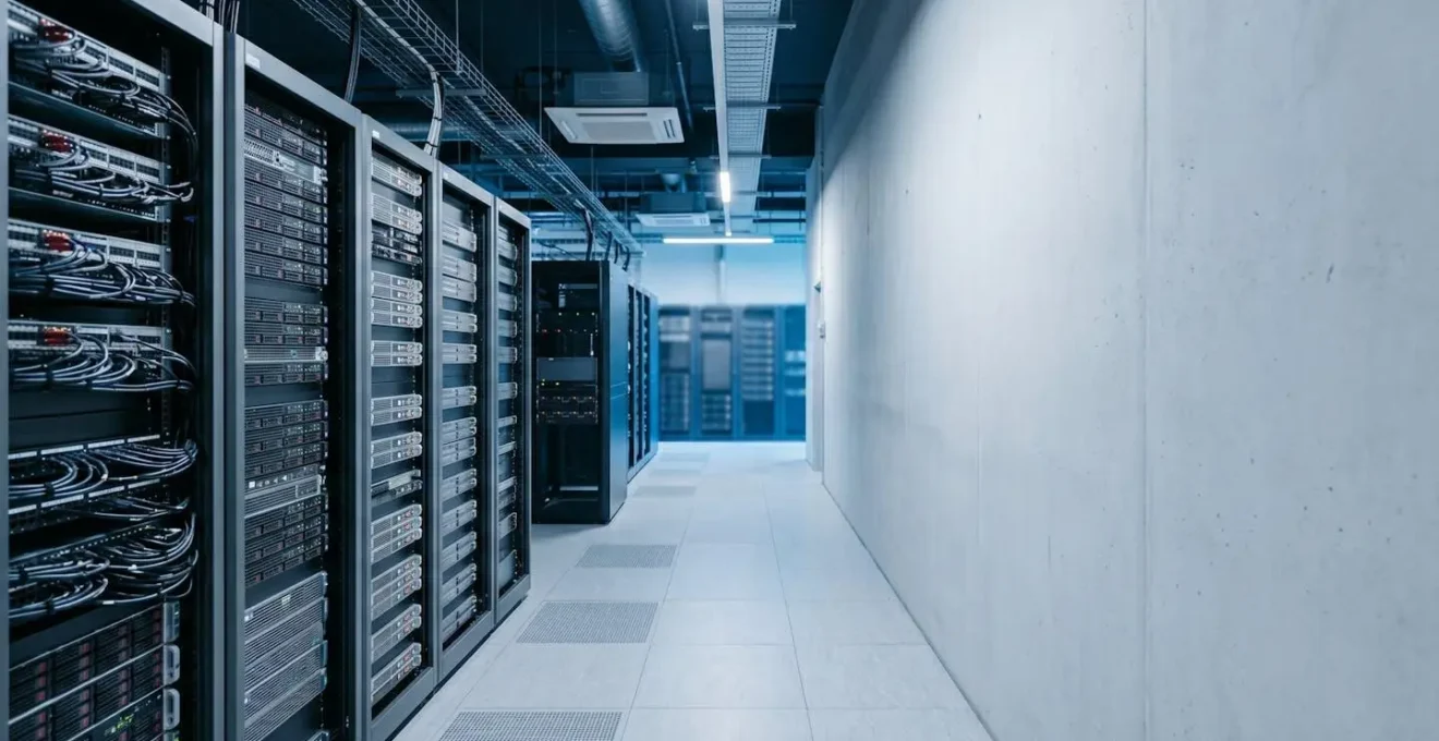 Salle serveur d'entreprise moderne avec infrastructure de protection électrique
